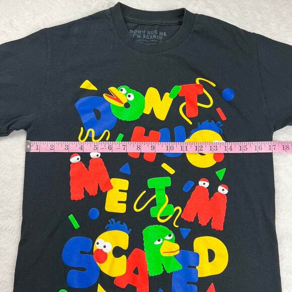 Don’t Touch Me I’m Scared adult size Small T-shirt  Black Rainbow Primary Color - Picture 3 of 5